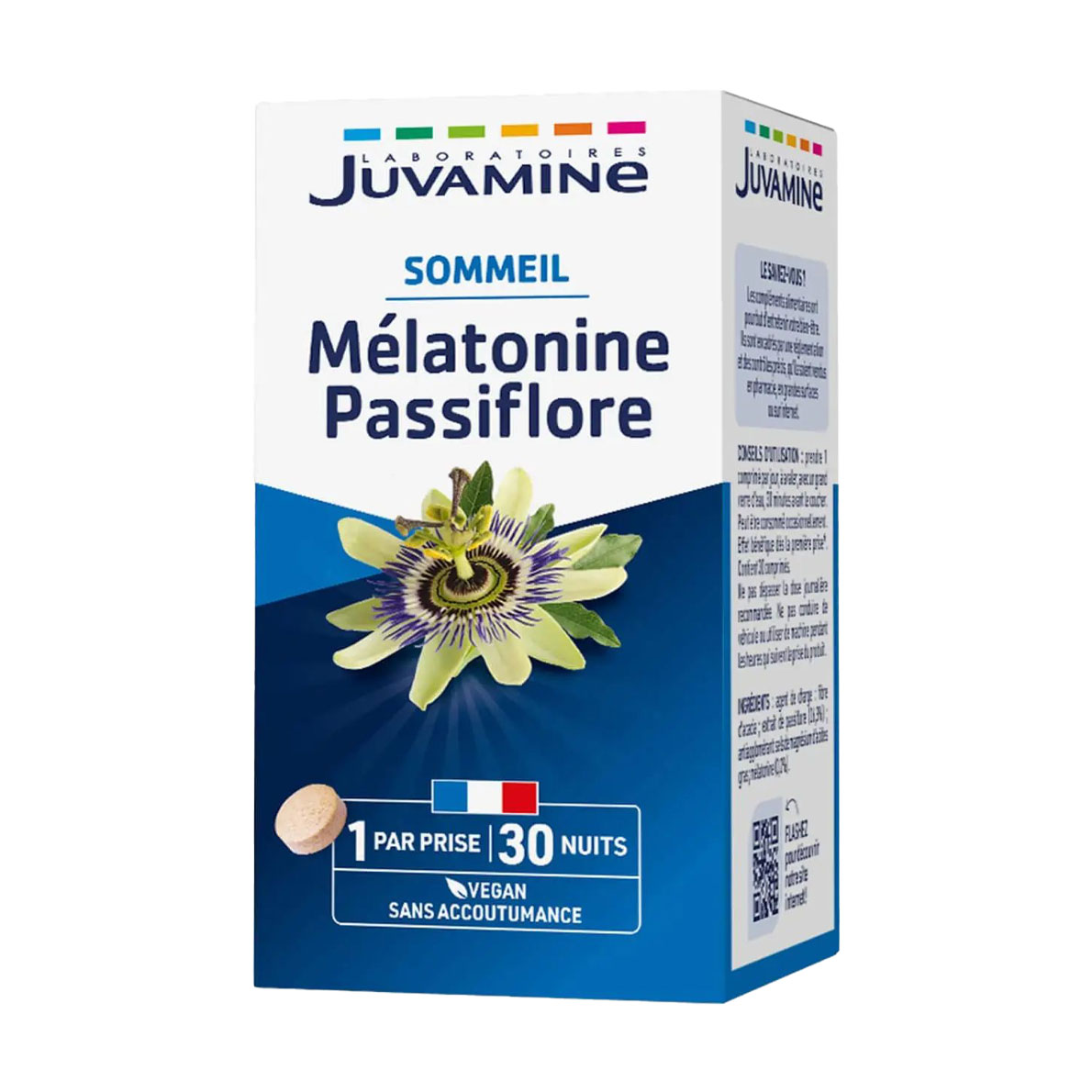 Мелатонін та пасифлора Juvamine 3 дії для сну, 30 таблеток